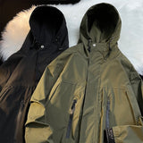 Jackets Men American Vintage Outwear Autumn Winter Loose Army Green Cargo Simple Casual Streetwear All-match Leisure Students