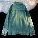 High Street Ripped Patchwork Denim Jacket Men's and Women's Clothing Spring Chic Retro Loose-Fitting Coat Casual Top Fashion