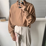 Long Sleeve Suit Coats Shirts Mens Fashion Loose Shirts Camisa Masculina Men's New Collar Lining Loose Casual Shirts Full