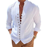 Foesce New Spring Autumn casual shirt loose Men's Solid Color Long Sleeve Shirt Button Shirts Vintage Big size
