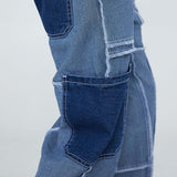 Streetwear Men's Jeans Reverse Patchwork Male Straight Denim Trousers Vintage Casual Pants Spring Stylish New