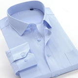 Classic striped men's business casual long-sleeved shirt brand clothing gentleman elegant wedding party loose shirt