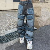 Foesce Cyber Y2K Streetwear Baggy Stacked Jeans Pants Men Clothing Straight Punk Multiple Pockets Denim Trousers Vetements Homme