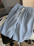 Waffle Sports Suit Unisex Summer Hong Kong Style Short-sleeved Shirt + Korean Lstter Shorts Casual Handsome Two-piece Set