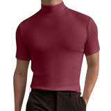 Spring Summer Men's Short Sleeve Cotton Casual Men's T-shirt High Collar Shirt Male Breathable Shirts S-3XL
