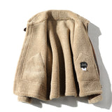 Foesce Fur Men's Autumn Winter Thickening High-end Brand Leather Jacket / Plus Velvet Thickening Fashion Large Size Khaki Man PU Jacket