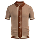 Summer Men's Luxury Clothing Knit Short Sleeve Polo Shirt Casual Streetwear Lapel Button Down Cardigan Breathable Tops