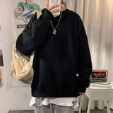 Foesce Men Sweatshirts Autumn Winter Fashion Solid Color Long Sleeve Pullover Male Korean Harajuku Oversized Hoodies Streetwear