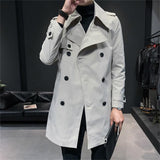 Autumn Winter Men's Jackets Double Breasted Medium-Long Trench Coat Male Solid Color Coats Fashion Windbreaker Outwears