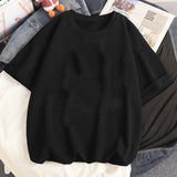 Foesce Women T-Shirts Cartoon Couple Print Short-sleeved T-shirt Female Harajuku with Style Couple Loose Streetwear y2k Clothes Tops