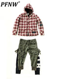Foesce Military Retro Heavy Industry Embroidery Hole Patch Double Layer Slim Fit Overalls Men Tide Vintage Pants