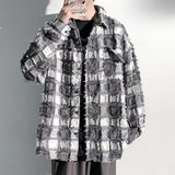 Foesce Spring Autumn Premium Heavy Shirts Men Solid Loose Long Sleeve Brushed plaid shirt Jacket Male Hip Hop Thick Korean Woolen Coat