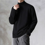 Yasuk Spring Autumn Winter Man Solid Casual Plush TShirts Turtleneck Men Loose Slim Bottom Double-Faced Velvet Sweater PlusSize