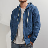 Foesce Men's retro thick heavy coat in autumn and winter, add velvet and thick long sleeve hooded cardigan sweater in leisure.