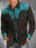 Vintage Floral Printed Patchwork Lapel Shirts Men Spring Summer Casual Cardigan Tops Button-up Long Sleeve Mens Shirt Streetwear