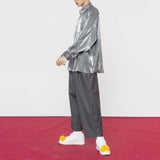 New Men's Shirt Ice Silk Satin Glossy Men's Long-sleeved Abstinence System Pure Color Satin Shirt Ins All-match
