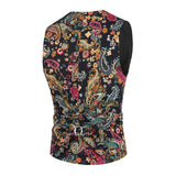 Men Suit Wedding Sleeveless Slim Fit Paisley Floral Dress Vests for Men Single Buttons Waistcoat