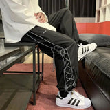 Foesce Pants Men Couple Unisex Hip Hop Summer Ins Thin Joggers All-Match Korean Style High Street Casual Side Stripe Mujer Pantalones