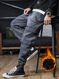 Winter Thick Warm Fleece Cargo Jeans Men Black Denim Joggers Baggy Harem Pants Casual Stretched Jean Trousers Plus Size 8XL