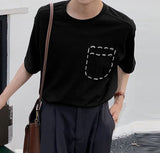 Men T Shirt Solid Color O-neck Short Sleeve Loose Streetwear  Fashion Casual Camisetas Summer Leisure Tee Tops S-5XL