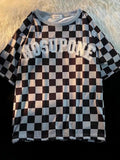 Men Short-slleve Shirt Men's Loose Vintage Black White Plaid T-shirt Student Japan Korean Summer Hip-hop Street Vitality Tops