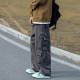 Foesce Baggy  Large Pocket Cargo Pants Men Khaki Cargo Trousers Neutral Vintage Loose Casual Autumn Japanese Streetwear Hip Hop Pant