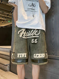 Y2K Retro Embroidered Basketball Shorts Men Summer American Loose Sports Pants High Street Tide Brand Five-point Pants