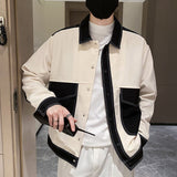 Denim Jacket Korean Version Loose  Spring and Autumn New Splicing Retro Short Color Contrast Jeans Jacket