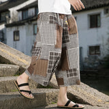 Men's Harem Pants Pocket Jogging Plaid Casual Trousers Men's Loose Hip Hop Harajuku Casual Ethnic Wide Leg Pants