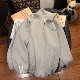 Zipper High Street Sweatshirt for Men Women Hong Kong Style Stand-Up Collar Korean Trendy Lovers Oversize Casual Sports Jacket