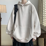 Foesce -Men's Streetwear Vintage Embroidered Suede Hooded Sweatshirt High Quality Hoodie Fashion Hip hop Unisex Pullover Y2k Clothe