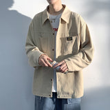 Foesce Art Style Men's Corduroy Long Sleeve Shirts Autumn Korean Shirt Woman Fashion Casual Oversize Shirt Coat Quality Clothing