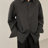 Spring Striped Longsleeve Shirt for Men Fashion Designer Pinstripe Button Up Shirts Lapel New Mature Casual Korean Clothes
