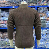 Spring Men's Elegant Trendy Knitted Cardigan Tops High Quality Stand Collar Male Fashion Mature Sweaters Vintage New