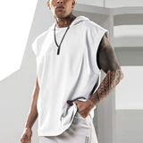 Summer Casual Men's Sleeveless Tank Tops Streetwear Fashion Loose Hooded Vest Pullover Men Clothing Leisure Camisole Streetwear