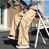 Korean design Fashion Men Casual Loose Wide Leg Pants Streetwear Male cotton Trousers  Y2K men Pants