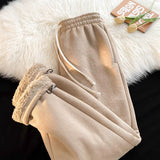 Winter Thick Suede Pants Men Warm Fashion 3-color Thicken Lambhair Pants Men Streetwear Loose Straight Pants Mens Trousers M-2XL