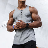 Men Casual Breathable Slim Sports Shirt Fashion Pullover Vest Summer Sleeveless Sports T-Shirts Men's Solid Color Vest Tops