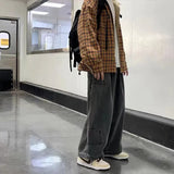 Streetwear  multi-pocket jeans cargo pantsLoose Plus Size Wide Leg Pants Japanese Harajuku Casual Denim Pants Men Clothing