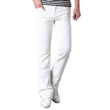 Foesce New Corduroy pants Mens Business Casual Slim Bootcut Flared for Men Boot Cut Flare White Red Black Long Trousers