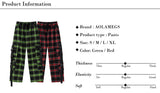 Men's Vintage Straight Pants Plaid Baggy Drawstring Trousers Multi-pocket Design Fall Hip Hop Casual Fashion Streetwear
