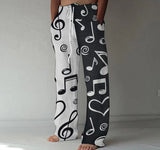 Men Drawstring Elastic Cotton Linen Trousers Casual Wide Leg Pant Male Summer Newest Vintage Print Loose Sport Pants Streetwear