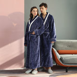 Plus Size Flannel Couple Robe Sleepwear New Autumn Winter Long Kimono Bathrobe Gown Nightwear Casual Coral Fleece Home Clothes