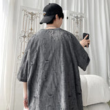 Summer Men's T-shirts Casual Cotton Perforated Harajuku College Youth Hip Hop Unisex Trendy Personality Loose Short Sleeve Top