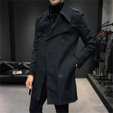 Autumn Winter Men's Jackets Double Breasted Medium-Long Trench Coat Male Solid Color Coats Fashion Windbreaker Outwears