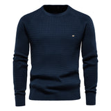 Foesce -100% Cotton Men Sweaters Soild Color O-neck High Quality Mesh Pullovers Male New Winter Autumn Basic Sweaters For Men