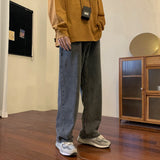 Vintage Coffee Straight Jeans Men Loose Denim Trousers Neutral Jean Pants Streetwear Casual Wide Leg Jeans Man Women Baggy Denim