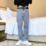 Jeans Men's Spring and Autumn New Men's Vintage Washed Black Fashion Casual Loose Straight Pants traf