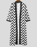 Foesce Men Printed Cardigan Long Style Shirt 3/4 Sleeve Open Stitch Outerwear Streetwear Sexy Fashion Casual Men Clothing