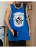 American Basketball Vest Men's Ins Trend Summer Loose Punk Sports Fitness Vest Cotton Breathable Mesh Sleeveless T-shirt